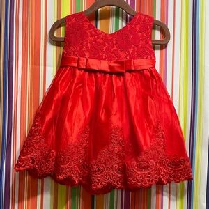 Elegant Red Lace Baby Dress